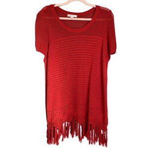 Red Crochet Top with Fringe